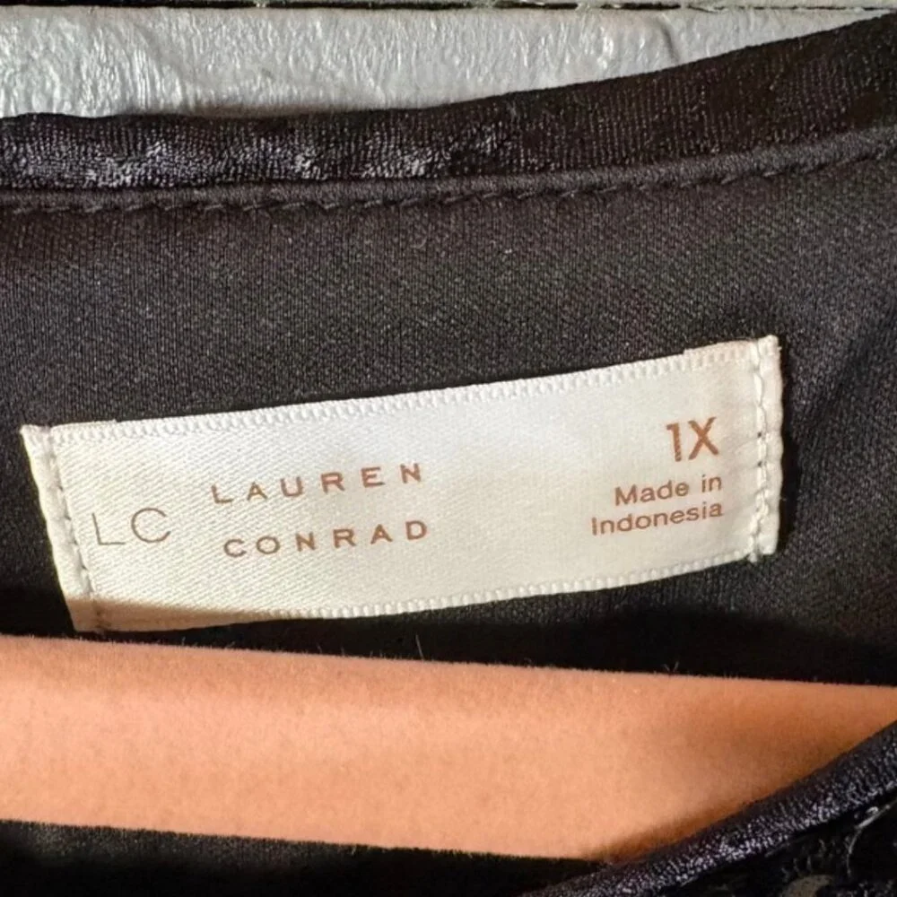 LC Lauren Conrad Black Sequin Tank Top 1X Sleeveless Party Top - Picture 3 of 8